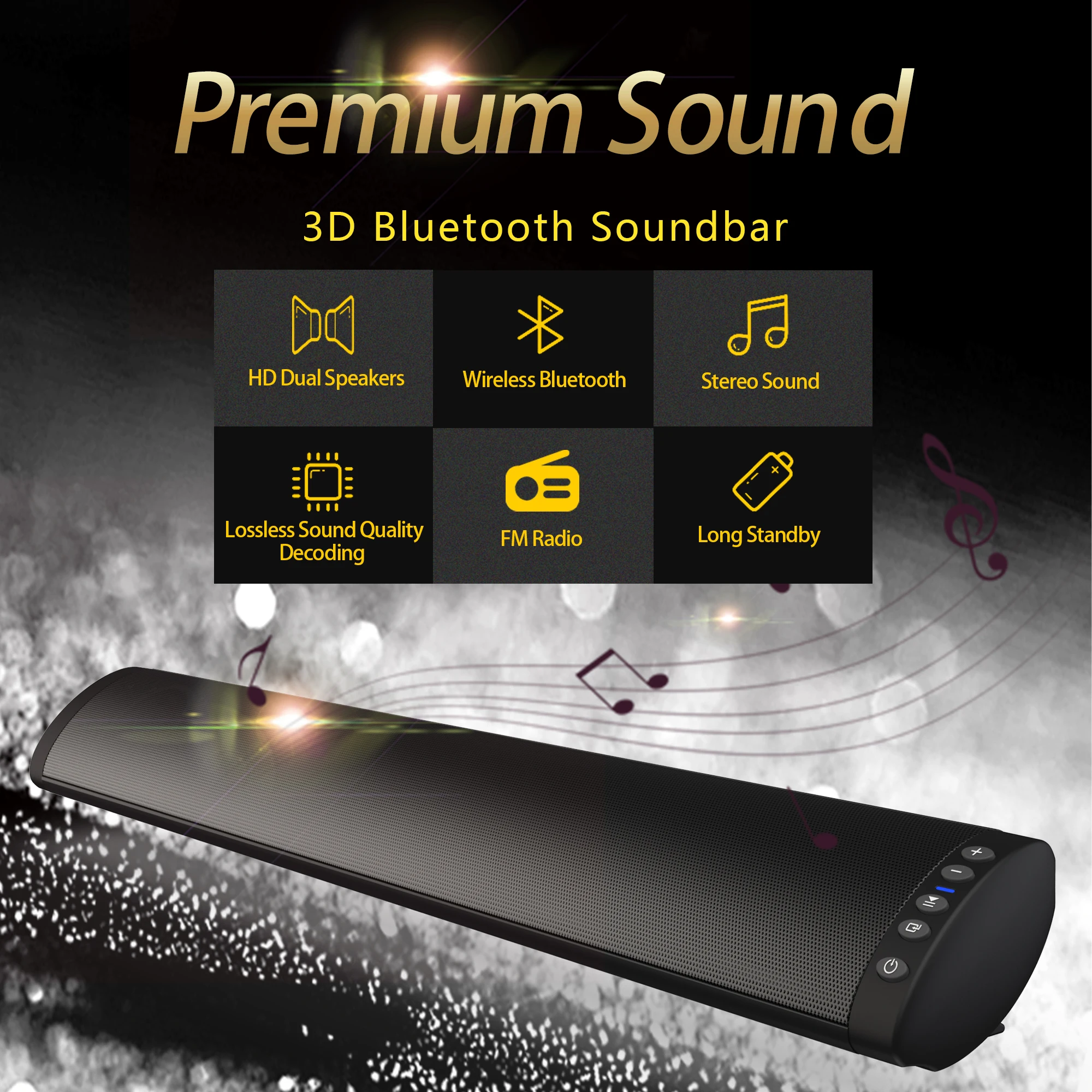 BS41 20W 2.0 TV Soundbar Home Theater Sound System Blue-tooth Speakers HD Sound Bar Subwoofer Support Optical AUX Stereo Sound