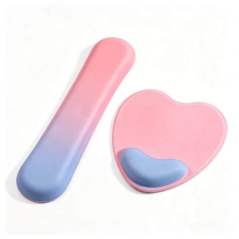 Wrist Rest Pad Keyboard Pad Set Ergonomic Cushion Anti-Slip Rubber Base Memory Foam for Office Home PC Laptop Desktop Mousepad