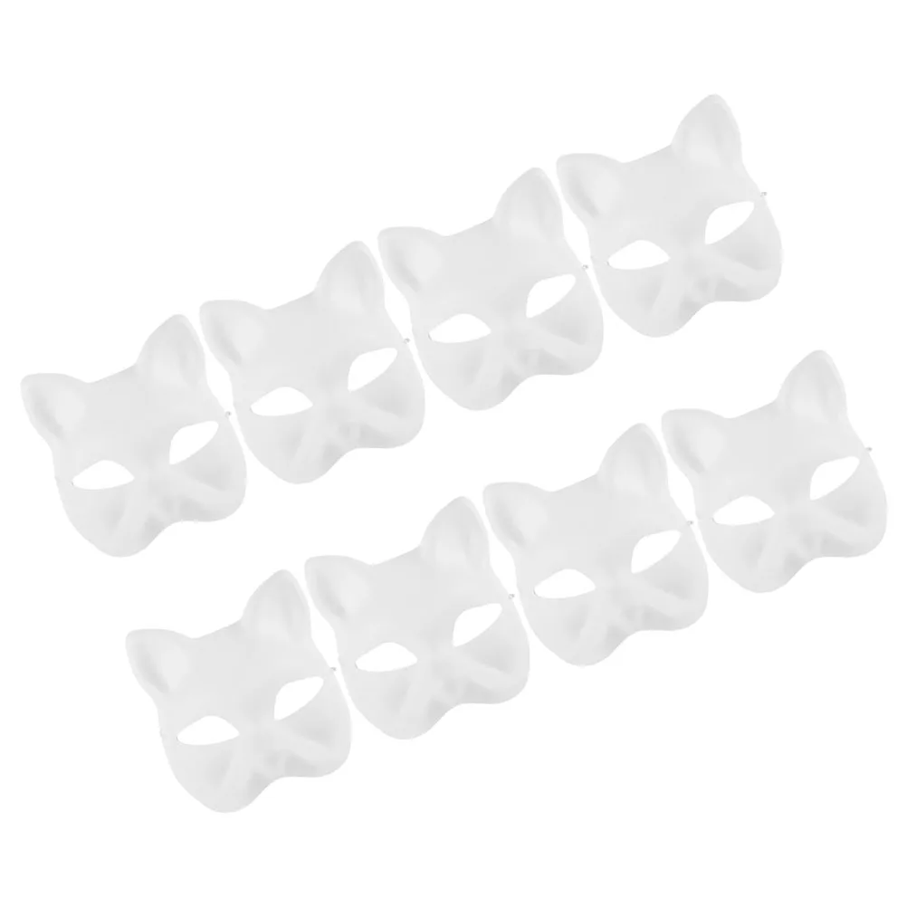 7-teiliges Maskenhandwerk, leere Anziehmasken, Malerei, Abschlussball, Katzengesicht, DIY-Maskerade, weißes Papier, Graffiti, für Männer und Frauen