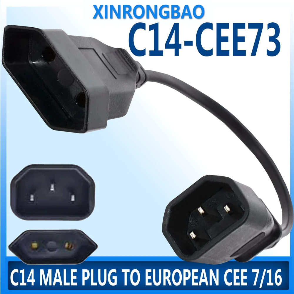EU Power Adapter Cord , IEC 320 C14 Male Plug to European CEE 7/16 2Pin Female Power Cable For UPS PDU 30CM*1 C14-CEE716R-30/075