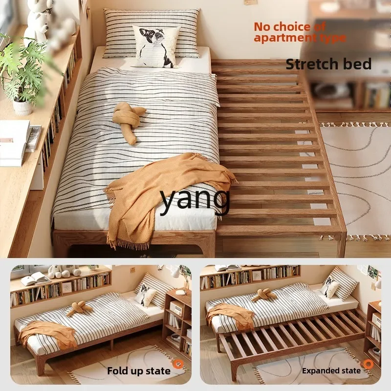 LH solid wood retractable single bed shelf without bedside small apartment pull-out sofa bed