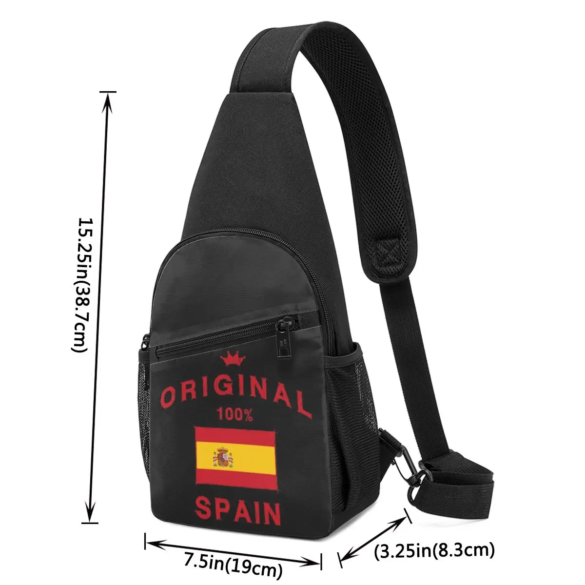 Spain Spanish Flag Chest Bag Men Sling Crossbody Backpack Chest Bag Traveling Hiking Daypack Shoulder Bag