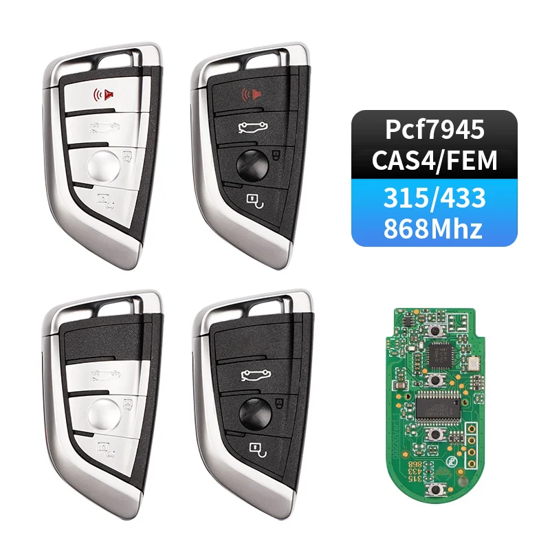 3/4 Button Smart Remote Car Key with PCF7945 ID49 Chip 315/433/868MHz For BMW CAS4 FEM BDC F30 F10 F15 F48 HU92 Uncut Blade