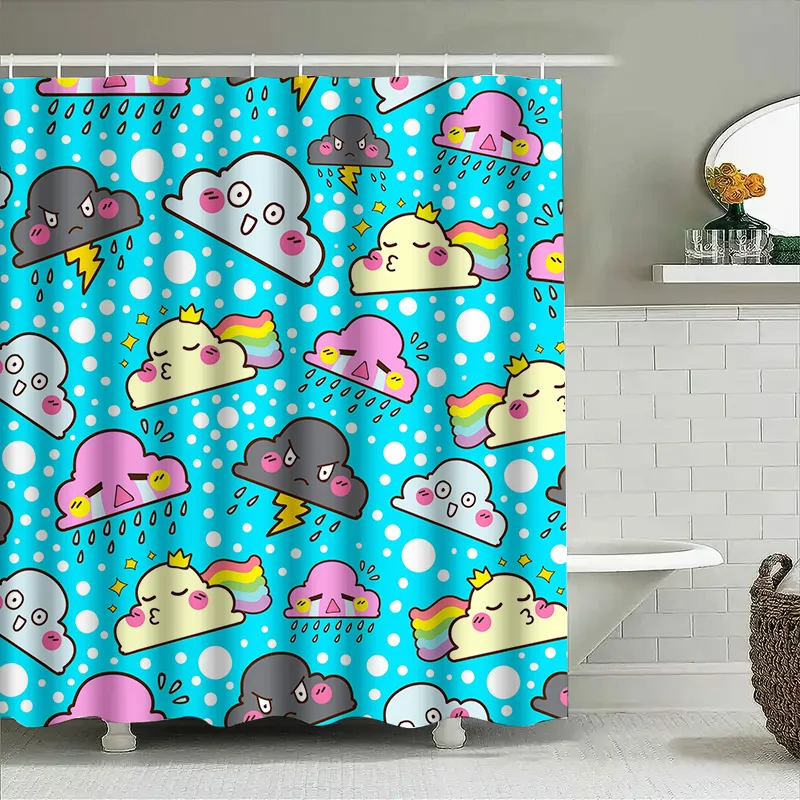 

Tuniu Cute Cartoon Cloud Shower Curtain for Bathroom Kids Girls Teen Room Decor Fast Drying Waterproof 126x72 inch