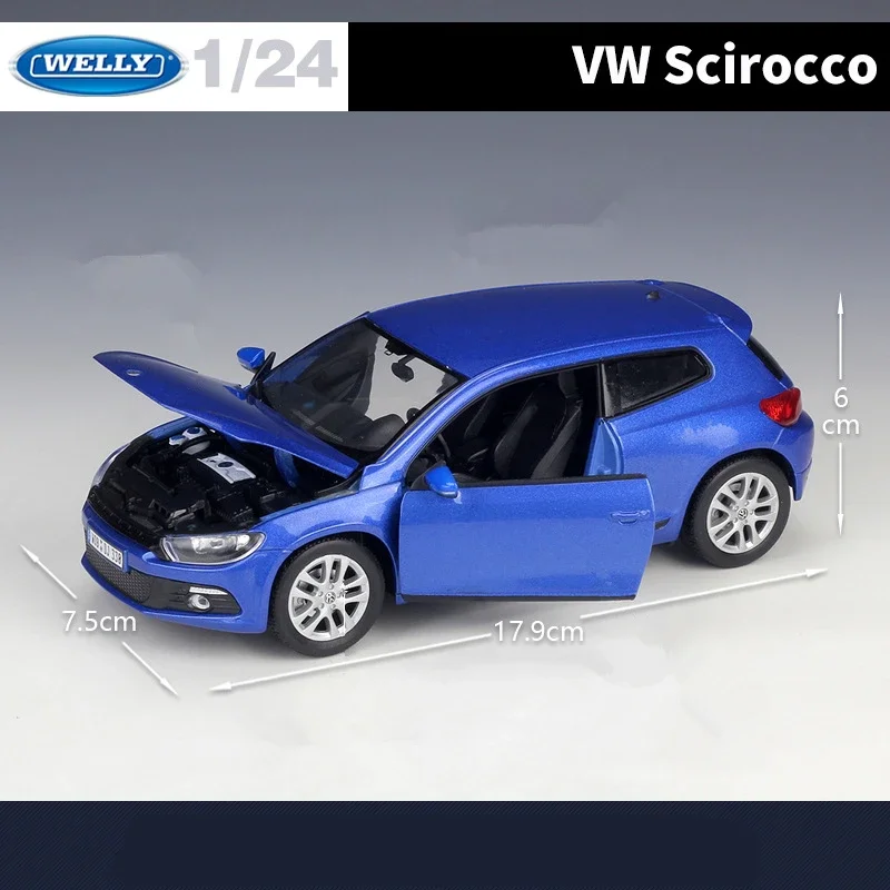 Модель автомобиля WELLY 1:24 Volkswagen Scirocco из сплава, литая металлическая Игрушечная модель автомобиля, коллекционная высококлассная имитация, подарок для детей