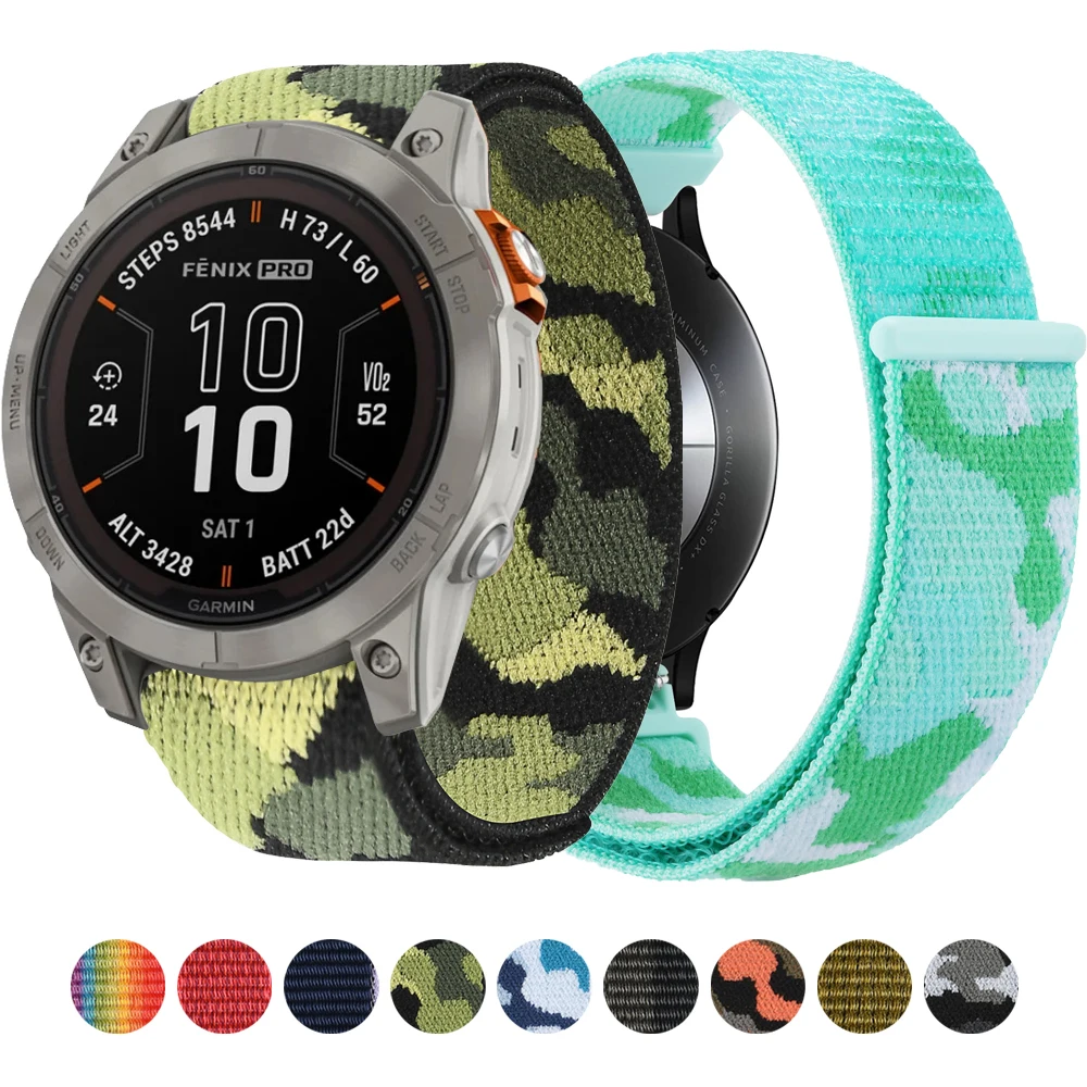 Camouflage Nylon Band For Garmin Venu 3/2/2Plus/Vivoactive 4 3 20mm 22mm Strap For Garmin Forerunner 55/165/265/255/168/245/645