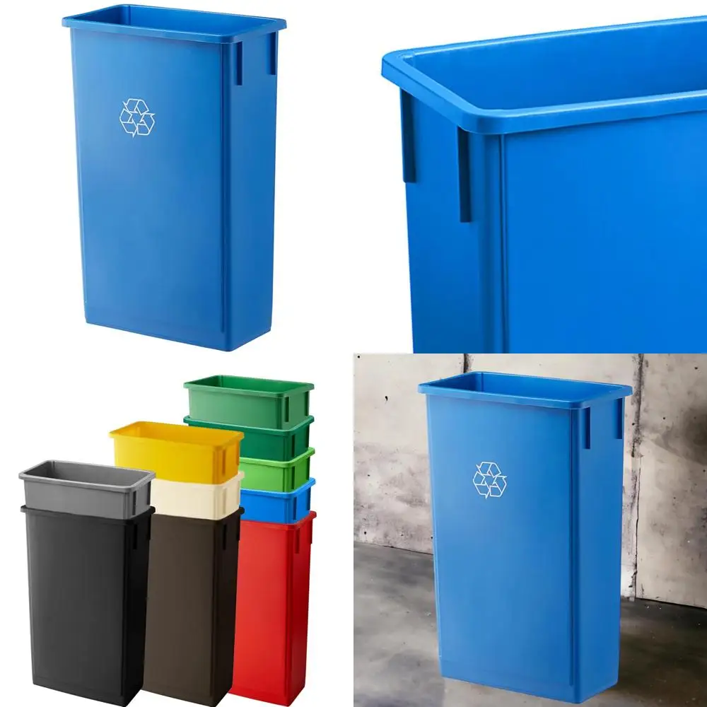 

Large Blue Slimline 23-Gallon Plastic Trash Bins for Kitchen and Dining Establishments