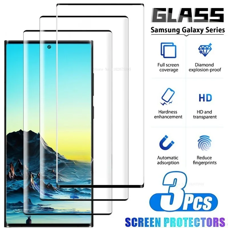 3Pcs Full Cover Tempered Glass For Samsung Galaxy S24 Ultra S24 Plus Screen Protector For Samsung S24 S23 S22 S21 Plus Glass