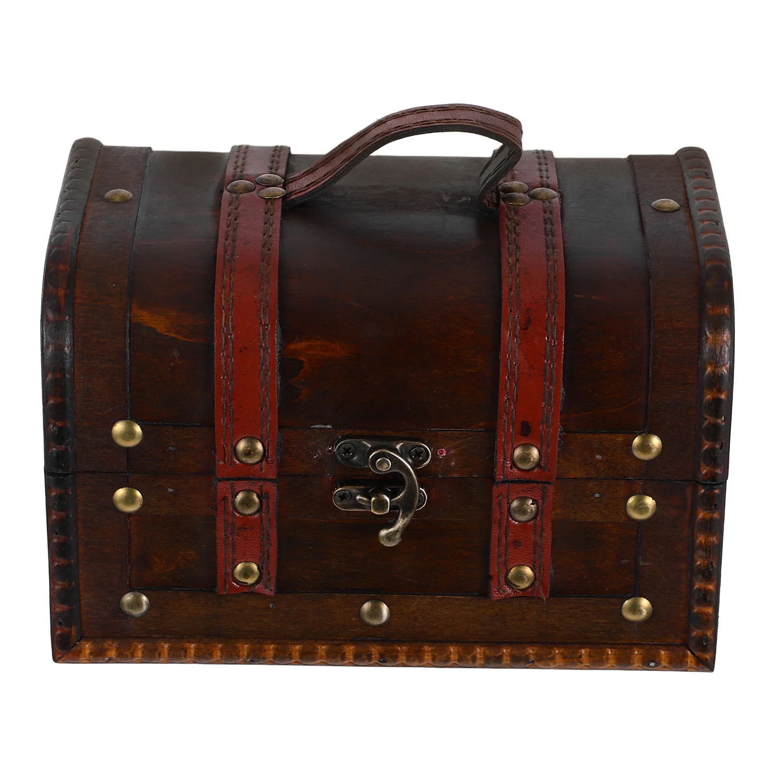 

Pirate Chest Treasure Case with Lock Decorative Trunk for Keepsakes Alloy Stash Small Wooden