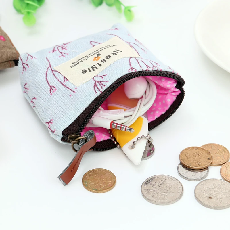 قماش المحمولة محفظة للعملة معرف حامل بطاقة الائتمان حقيبة شارات سستة محفظة صغيرة حقيبة صغيرة سماعة كابل التخزين المنظم حقيبة #1