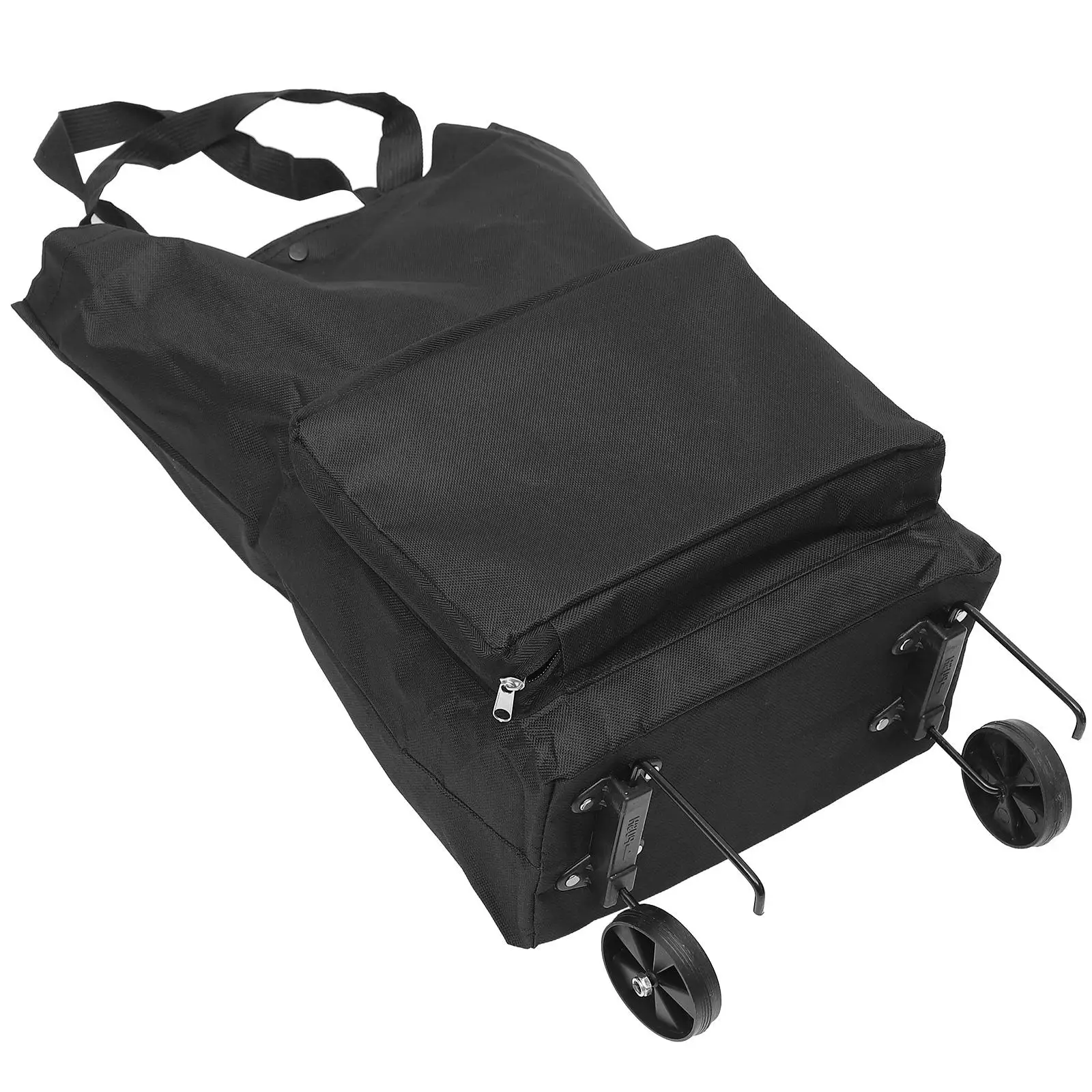 

Collapsible Trolley Bag Large Capacity Shopping Storage Black Foldable Wheel Reusable Grocery Travel Picnic Camping
