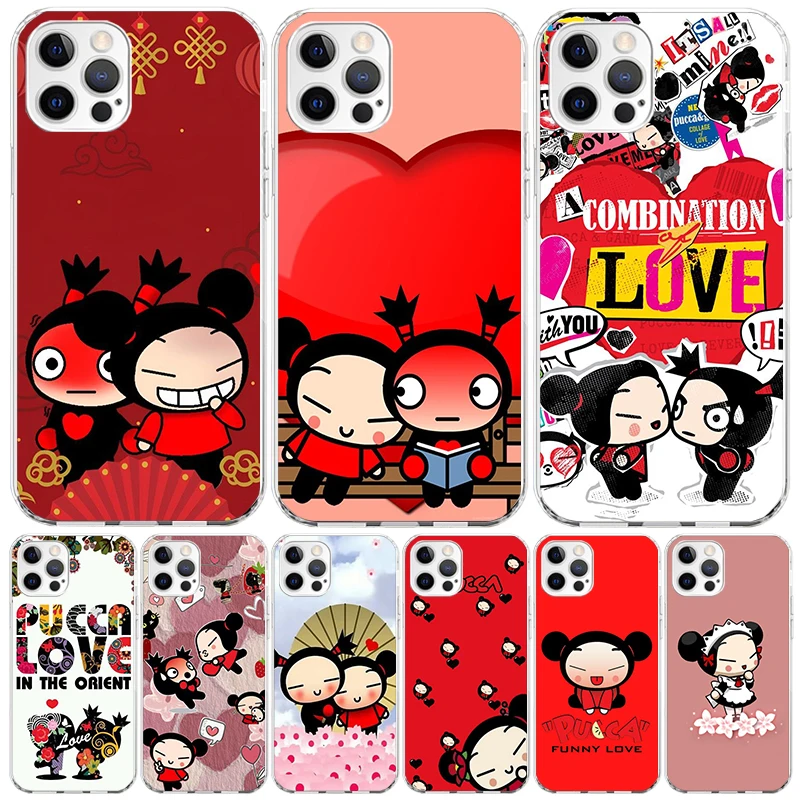 Cute Cartoon Pucca Garu Case Phone Cover for Apple iphone 16 15 14 13 12 Mini 11 Pro Max X XS XR 7 Plus 8 + SE 2020 Trend Fundas