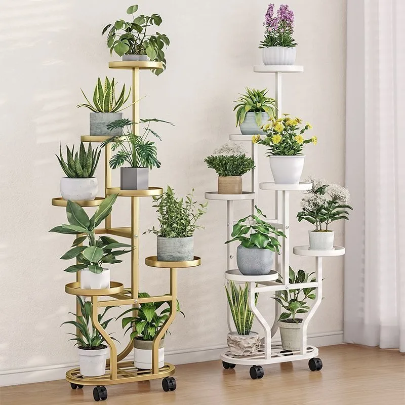 Plant Stand Stand for Flowers Flower Stand Flowerpot Organizer Iron9 Layers Plant Holder Storage Shelf Pot Rack Organizer Roller