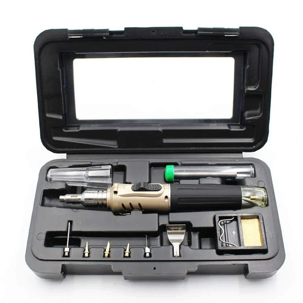Hot SalesHousehold Gas Soldering Iron Set Self-ignition Welding Torch Pen Kit Multifunctional Butane Tip Blow Burner Welding Rep