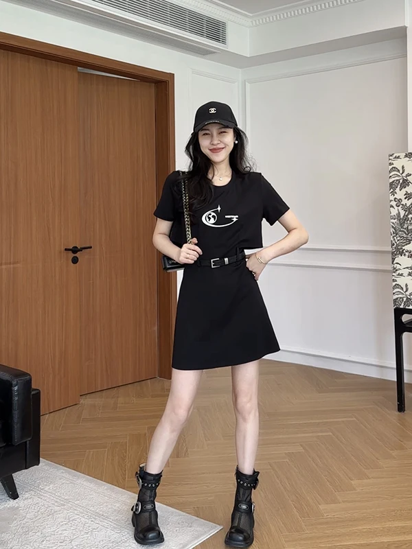 

Bla Spliced Floral Print Dr Women's Summer Casual ort Sve A-Line Skirt High Waist Geometric Pattern Zipper Clo...