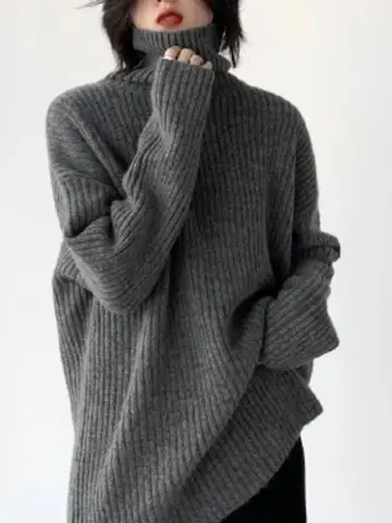 Long Sleeve Solid Comfortable Jumpers Korean Style Turtleneck Pullovers 2026 Autumn Winter Loose Casual Warm Knitted Sweater