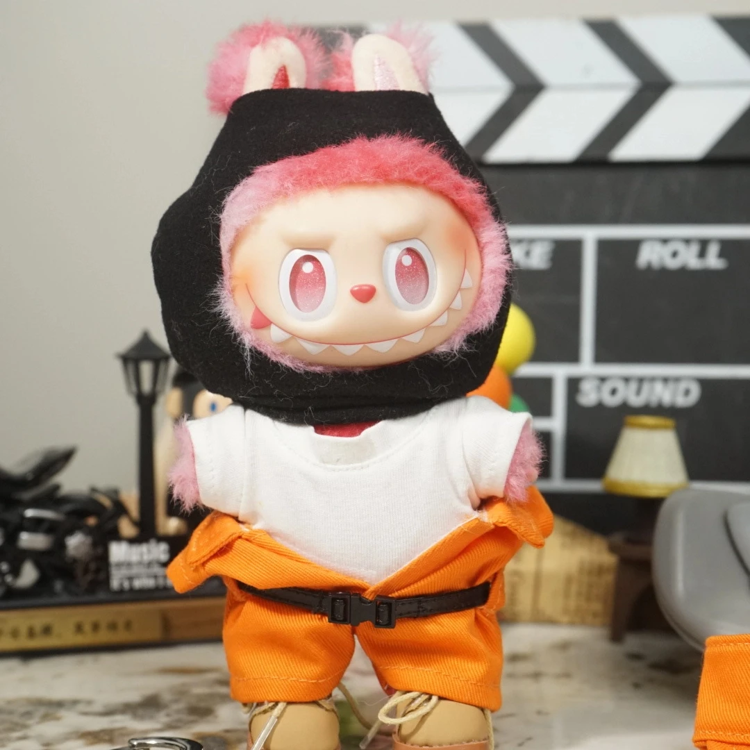 ชุดเสื้อผ้าเด็ก Labubu ขนาด 17 ซม. ชุดผ้าแคนวาสพร้อมกุญแจมือ ชุดคอมโบสำหรับตุ๊กตา เสื้อผ้าตุ๊กตา อุปกรณ์เสริมตุ๊กตา ชุดบทบาทสมมติ