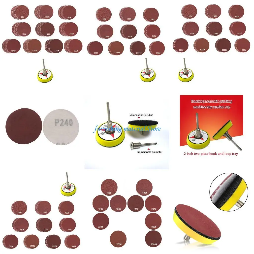 Y5GD 52/102 個 2 インチ研削ディスクフィルムフックループサンドペーパーウェットドライ木材金属自動車仕上げ研削研磨