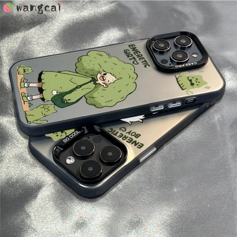 For Vivo X100 X90S X80 Pro Y17 Y3 Y15 Y12 Y11 Y51 iQOO 12 11 10 Pro Neo 9 Phone Cover Green Energy Cat Girl Boy Anti-fall Cases