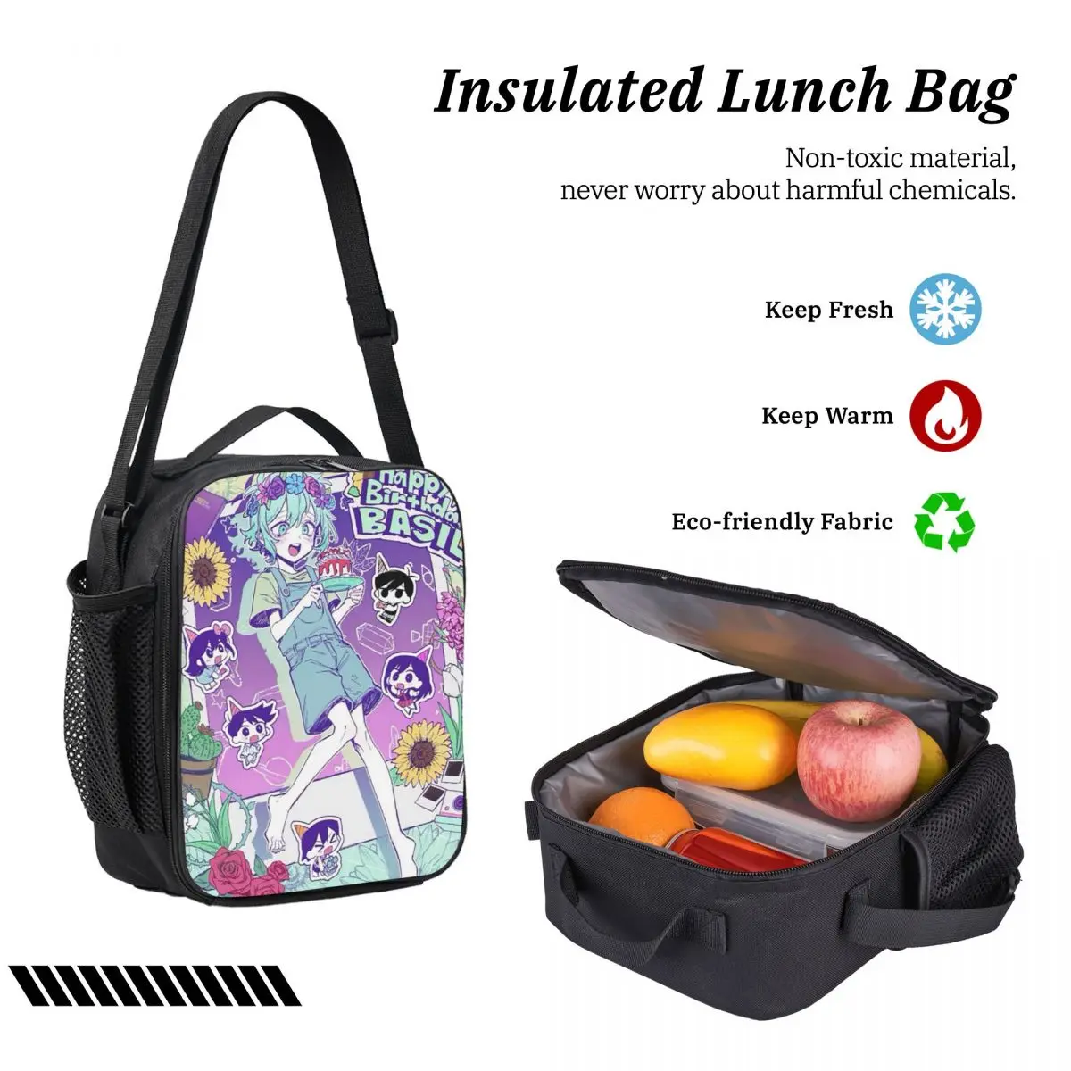 Omori Basil กระเป๋าเป้สะพายหลังนักเรียนชายหญิง BookBag กระเป๋าโรงเรียนกระเป๋าคอมพิวเตอร์ไหล่กระเป๋า 3 PS ถุงอาหารกลางวันฉนวนดินสอกรณี