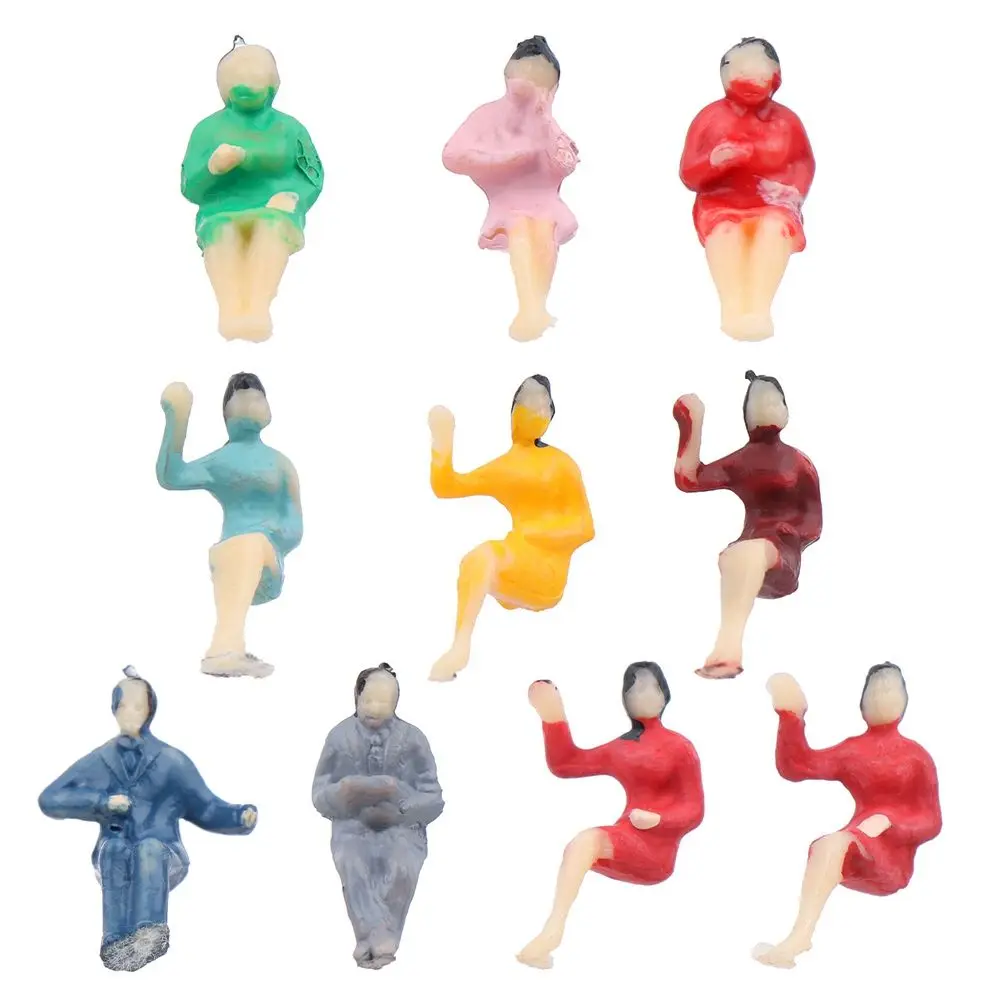 10pcs ABS Material 1:87 Mixed Color Pose Train Scenery DIY Character Model Building Passengers Sit People Figures