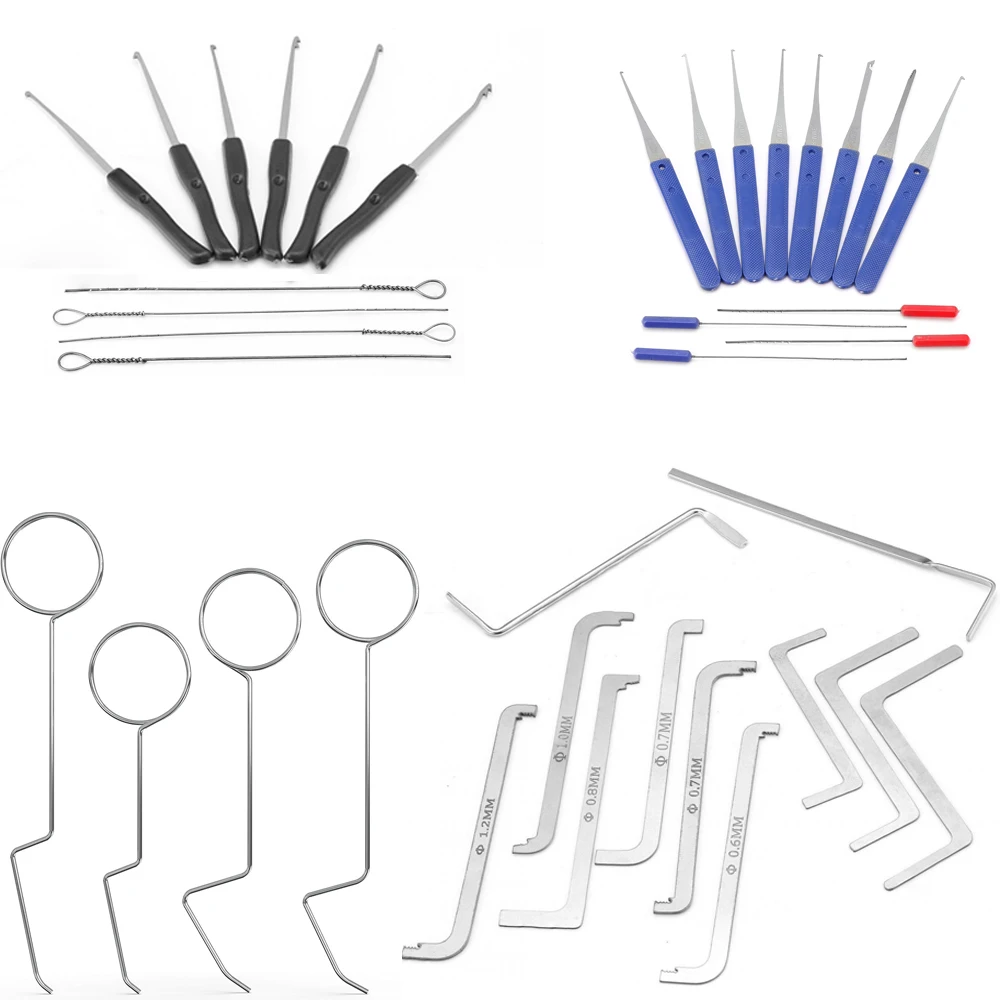 Stainless Steel Lock Pick Set, DIY Hand Tools Hardware Locksmith Supplies, Broken Key Auto Extractor Remove Hooks, Key Extractor