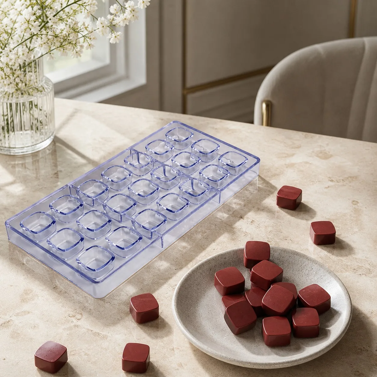 1PC 21 Grid Square Chocolate Mould Candy Mold Tray for Homemade Baking Party Dessert Making Tools Store Home Bakery Supplies ZYF view 4