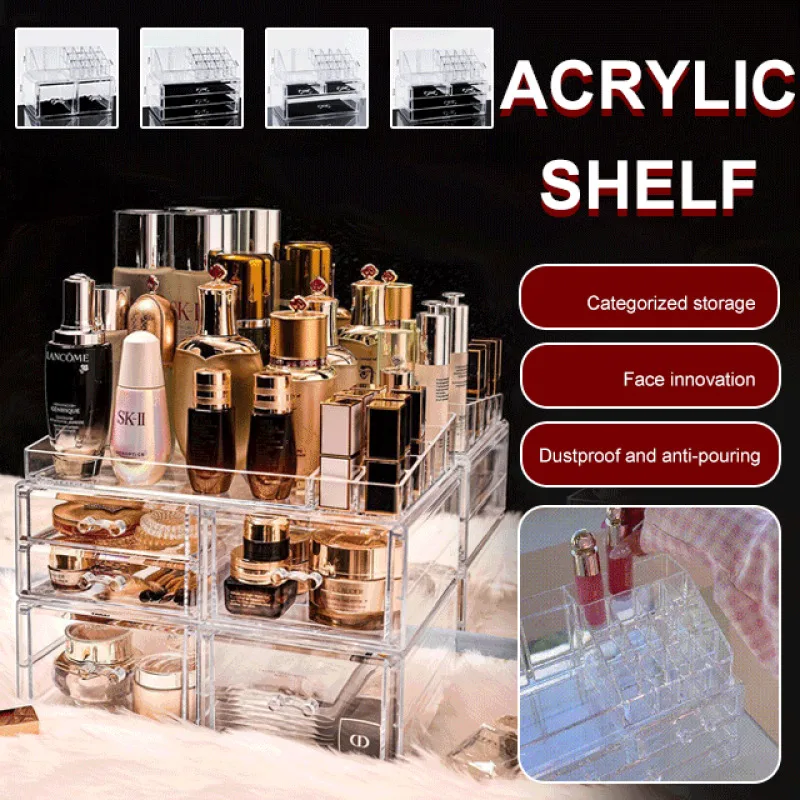 RoomMultiLayer Storage Rack Multifunctional Desktop Cosmetic Organizer Transparent Lipstick Rack