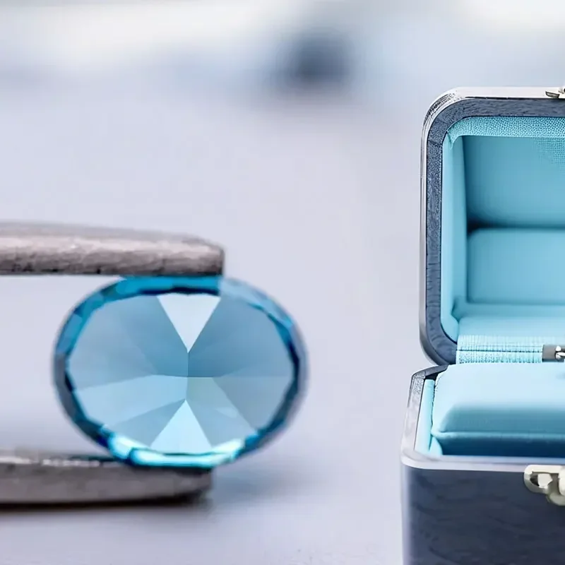 Z-L-Cubic Zirconia 4k Crushed Ice Cut Fancy Blue Color Oval Shape Women Jewelry Making Material Lab Synthetic Gemstone For Charm