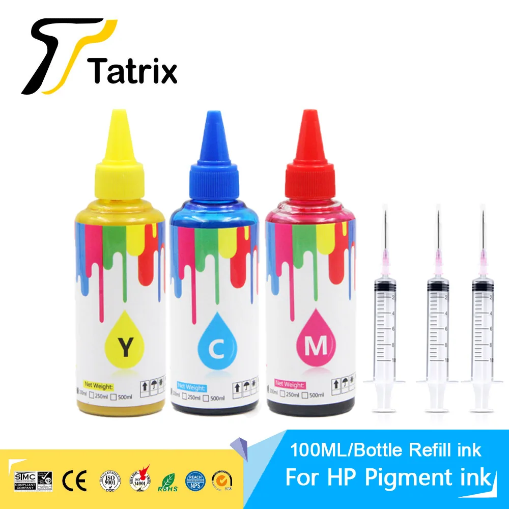 Tatrix 100ML Pigment Ink Refill Ink For HP 950 951 932 933 952 953 954 955 956 957 711 960 8100 8600 7610 7510 T120 T520 7740