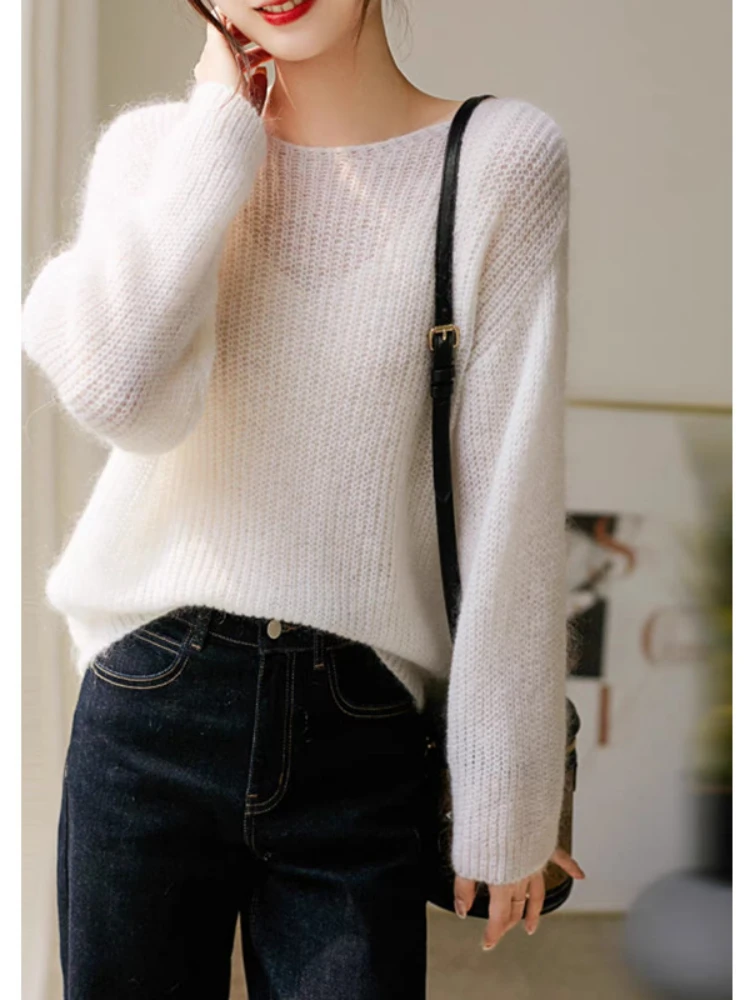 Women Sweater Long Sleeve Top Knitted Pullover V-Neck Fashion Sweater Woman Autumn 2024 Basic Female Clothing Soild OL Sweaters