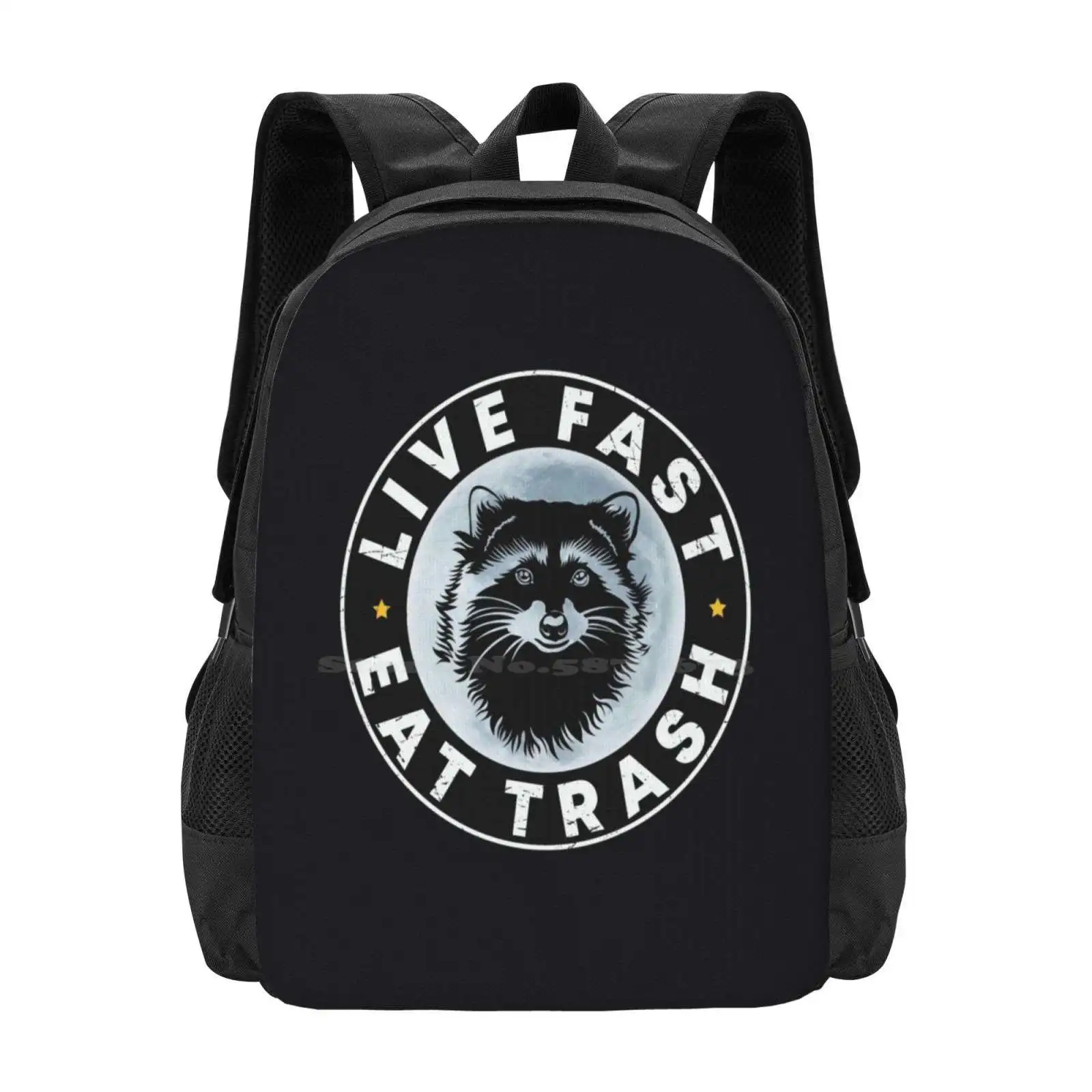 Live Fast Eat Trash Raccoon New Arrivals Unisex Bags Student Bag Backpack Funny Raccoon Raccoon Lover Racoon Raccoons Garbage