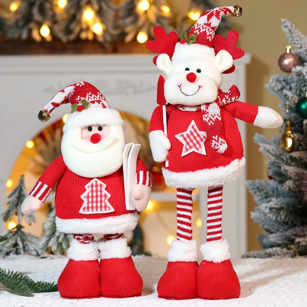 Knitted Style Christmas Telescopic Doll Standing Posture Santa Claus Christmas Doll Ornament Red Home Ornaments