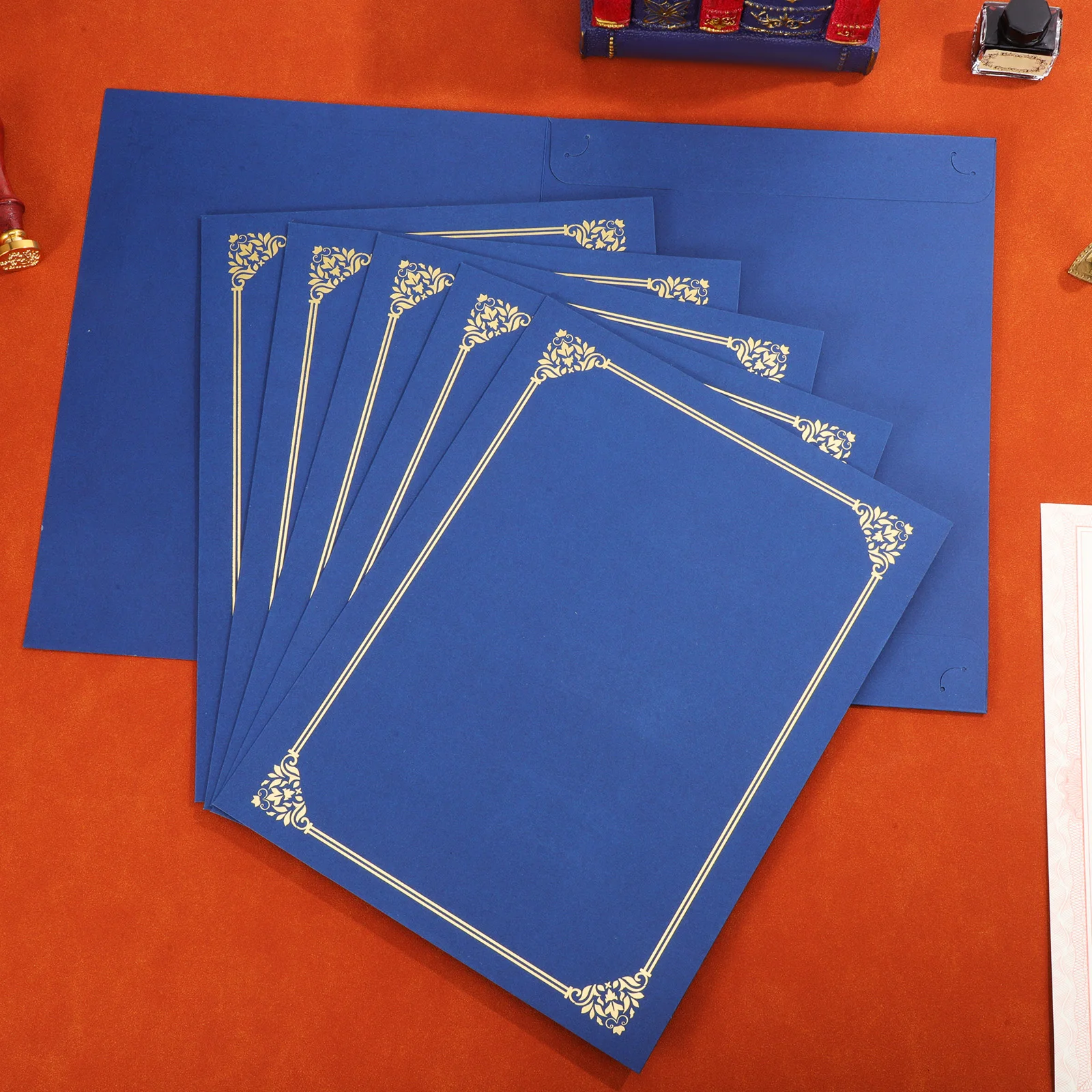 

30 Pcs Gold Foil Border Certificate Covers Diploma Paper Frame Large Size Graduation Folder Office Use Document Holder