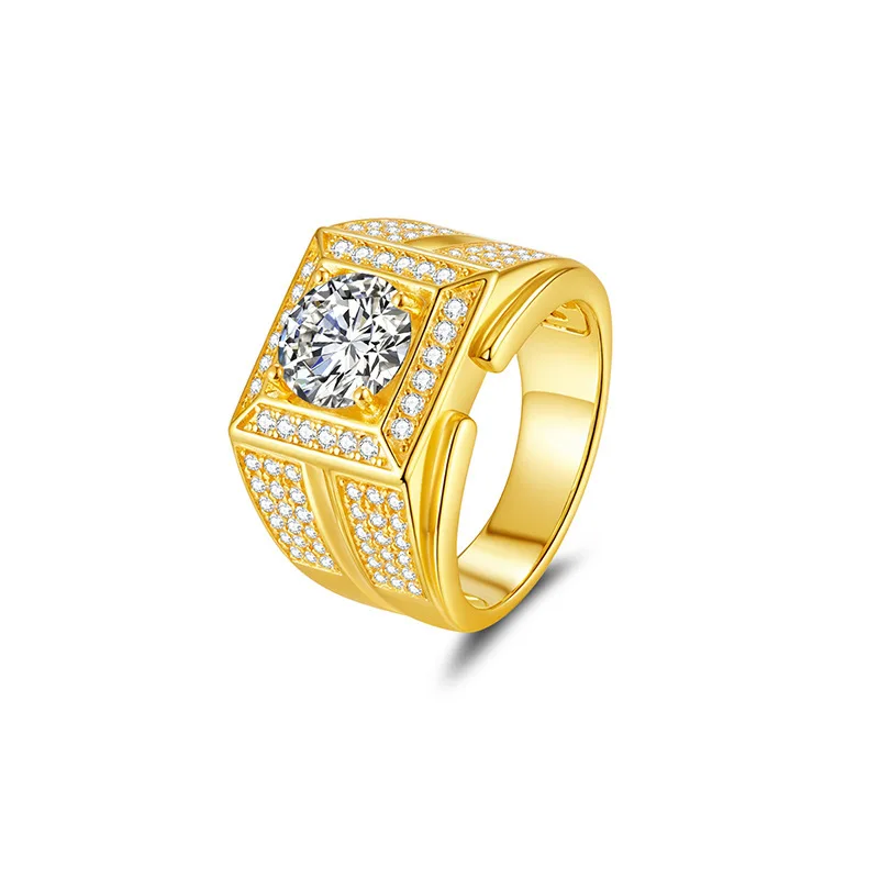 2 Carat Moissanite Diamond Men Rings s925 Silver Moissanite Thick and Solid Ring for Man Silver Gold 2 Color Fine Jewellery