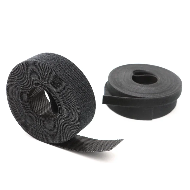 5m/roll Cable Ties Reusable Loop Bundle Self Adhesive Black Nylon Strap Organizer Clip Wire Holder Management Fastening Tape