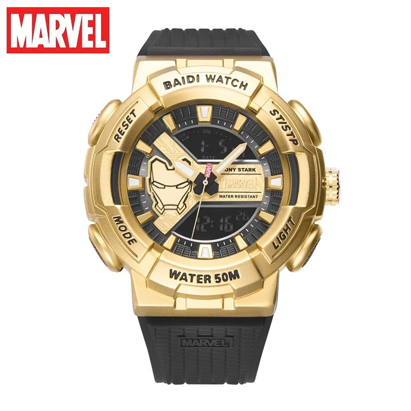 Marvel Original Iron Man Dual Display Wristwatch  Avengers 50M Waterproof Stop Watch Military Coated Glass New Relogio Masculino