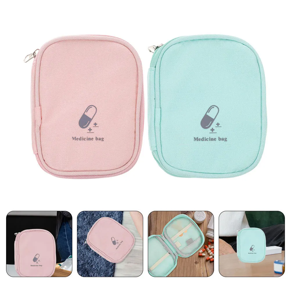 2 قطعة حقيبة الطب المحمولة كبيرة السفر الإسعافات الأولية الحقيبة في الهواء الطلق المشي لمسافات طويلة المنزلية التخزين المنظم سستة #1