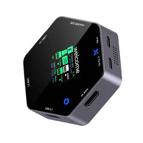 CoolFish USB HUB Docking Station Type-C Smart Display 4K 60 hdtv 8 in 1 Multi Port Hub Splitter PD Charging USB Extender