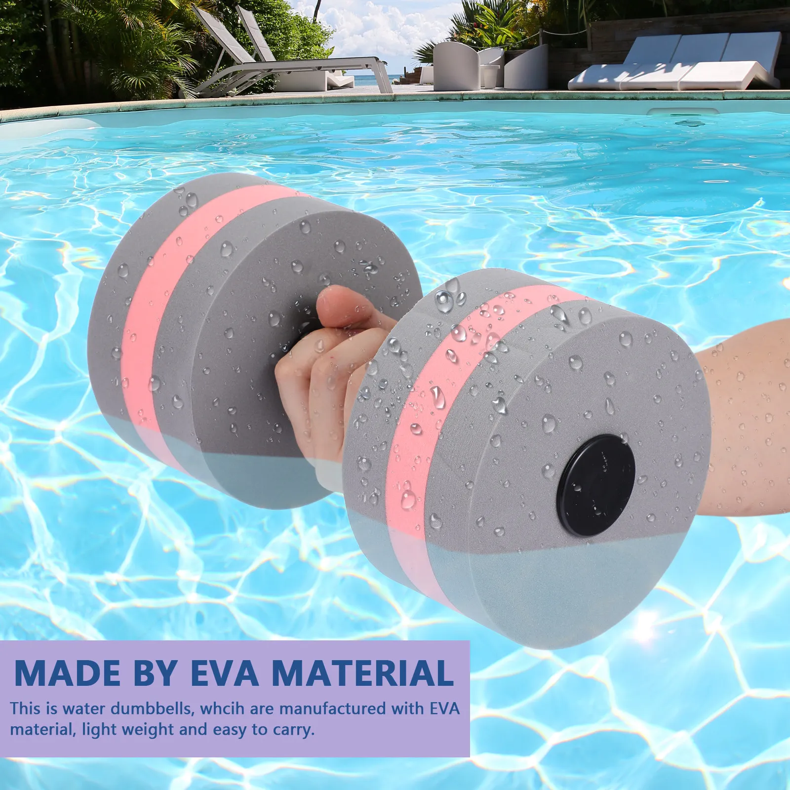 2Pcs Floating Dumbbell Eva Water Barbell Swimming Pool Spa Fitness Exercise Resistance Training Arm Shoulder Legs Biceps