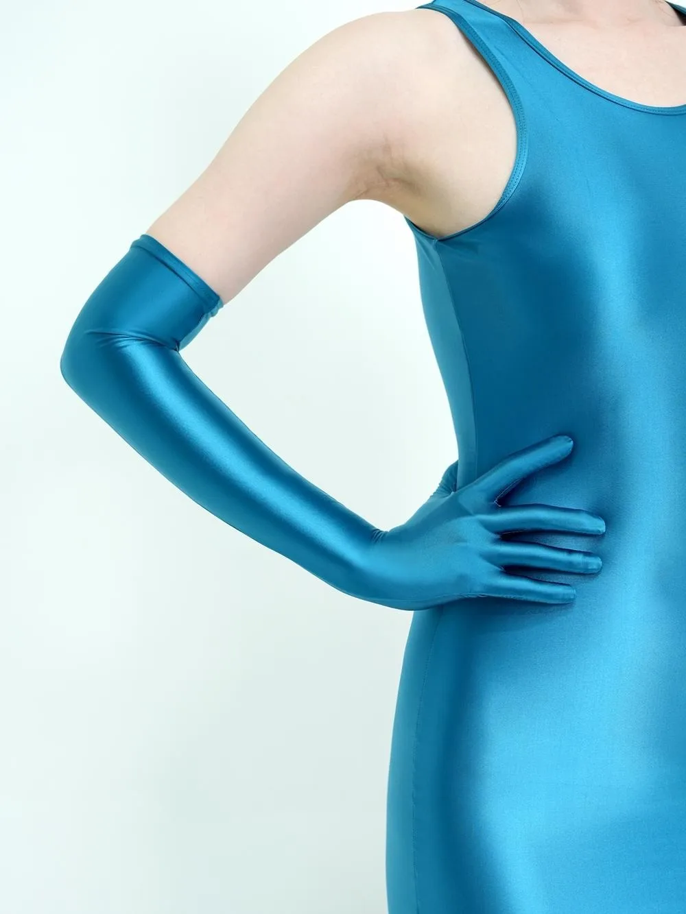 

Эластичные, блестящие, шелковистые спандексные велосипедные солнцезащитные этикетки для косплея, аниме, разноцветные длинные перчатки