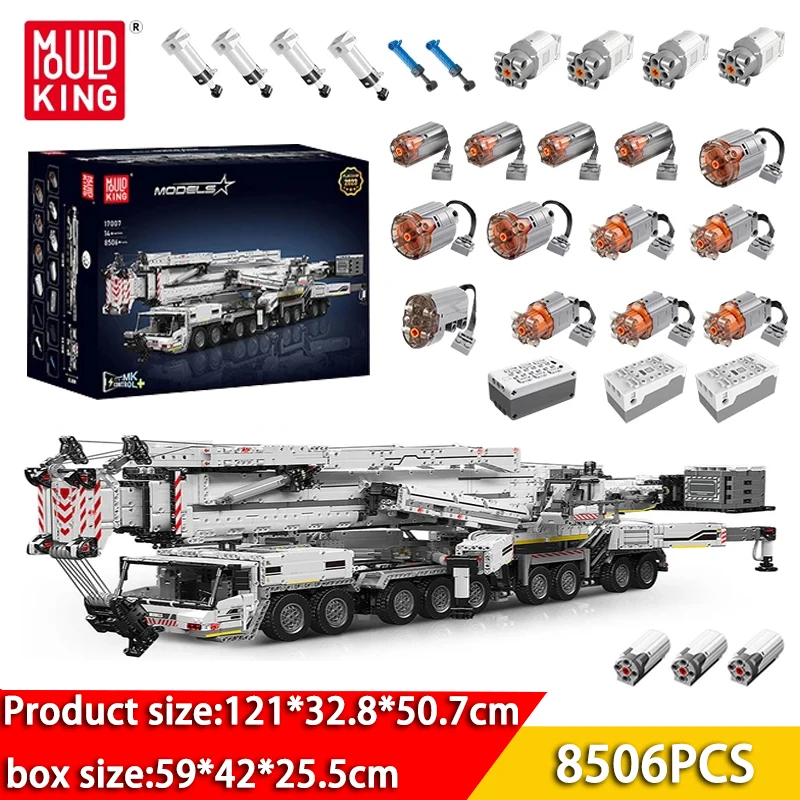 MOULD KING 17007 Technical Motorized LTM 11200 Crane Truck Building Block MOC-20920 Mobile Crane Brick Toys Kids Christmas Gifts