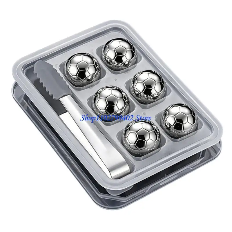 547F Soccer Texture Metal Drink Spheres Set with Tray for Table Service, Guest Beverage Use and Party Cup Presentation
