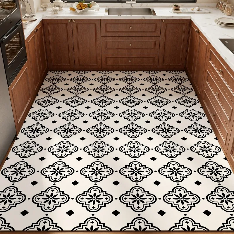 Modern Simple Kitchen Floor Mat Oil-proof PVC Kitchen Carpet Home Comfortable Soft Washable Foot Feel Balcony Bathroom Rug Ковер