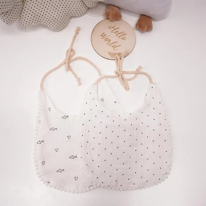 L38E 2 Pcs Infants Muslin Feeding Drool Bib Set Baby Receiving Blanket