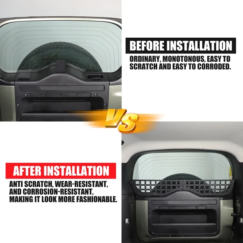

For Land Rover Defender 90 110 130 2020-2025 Aluminum alloy black car tailgate window storage bag panel car interior accessories