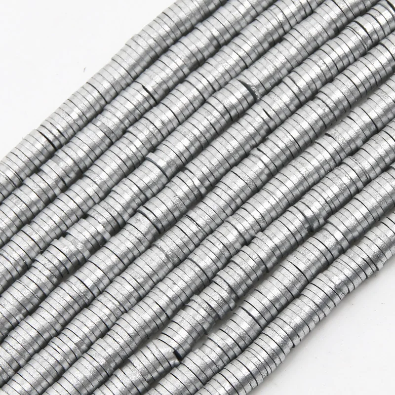 350pcs 4/6mm Silver Color Flat Round Polymer Clay Beads Heishi Chip Disk Spacer Beads for Jewelry Making DIY Accessories 350Pcs