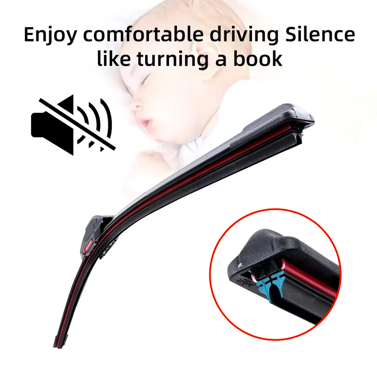 PINMOAP Car Wiper Blade Fit J/U Hook Windscreen Wiper Natural Rubber Silent Long Service Life 14