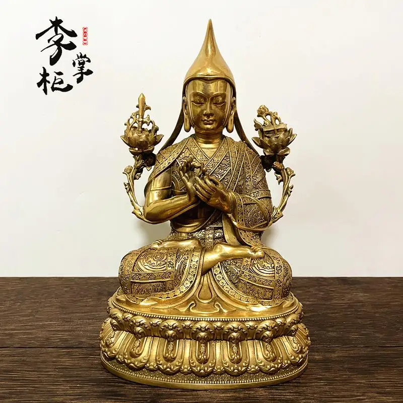 Nepalese Tantra Tibetan pure copper seven-inch Buddhist statue of Tibetan Gelug school founder character ornament boutique