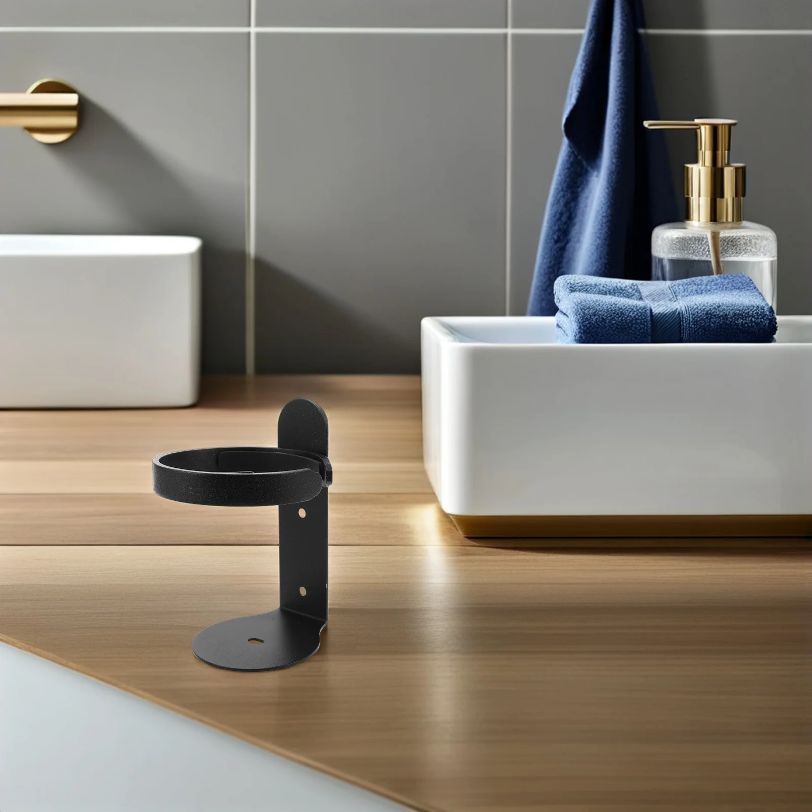 

Modern Wall Mounted Bathroom Organizer Aluminum Toothbrush Cup Holder Rack for Toothbrushes Cups Bottles Space Saving Minimalist